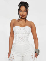 Strapless Eyelet Two-Piece Set