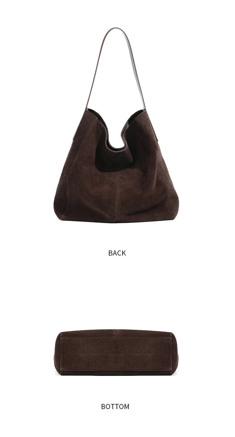 Frosted Suede Tote Bag – Large Capacity Shoulder Bag
