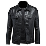 2024 Autumn and Winter New Men's Fashion Handsome with Solid Color Boutique Lapel Motorcycle Leather Coat Slim Fashion  M-5XL