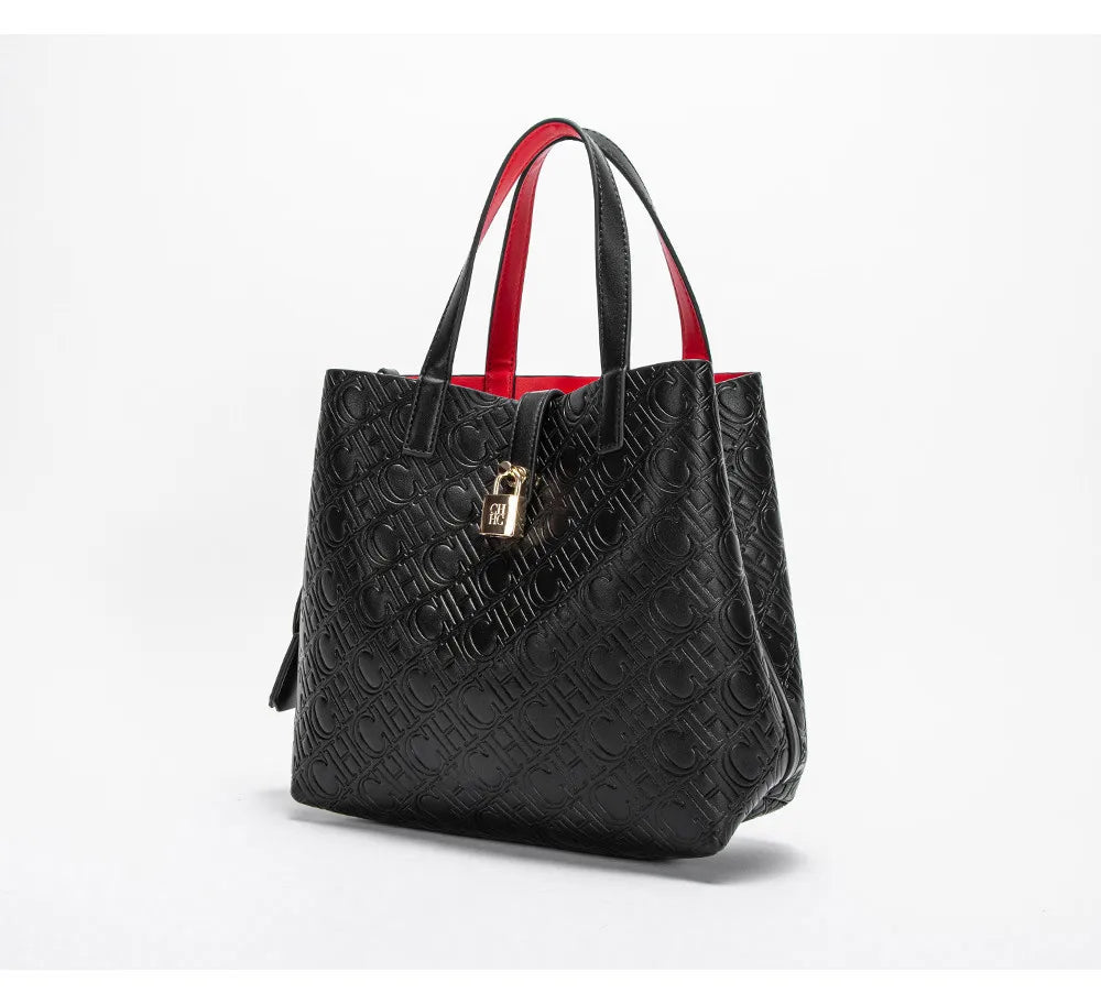CH Fashion Brand Women's Handbag Large Capacity Casual Diagonal letter Silver Fox Is PU Leather Shoulder Bag