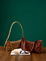 Women's Handbag New Suede Top Grain Leather Crossbody Bag Korean Style Wide Strap Shoulder Handheld Women Light Luxury Versatile