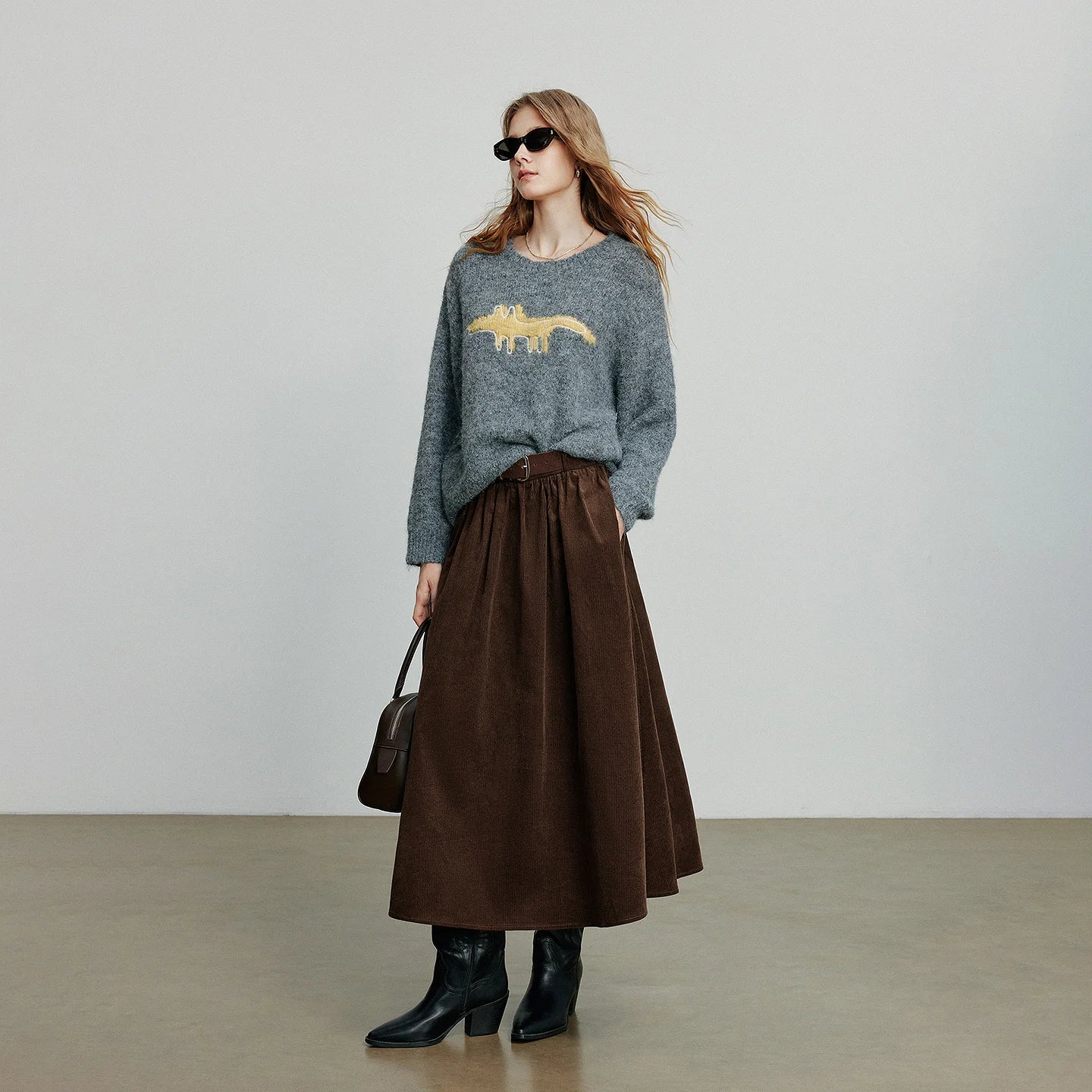 Toyouth Corduroy Ankle-Length A-Line Skirt | Autumn 2025