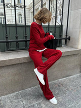 Hirsionsan Modal Soft Loose Sets Women 2026 Casual Two Pieces Long Sleeve T Shirts and High Waist Dresses Outfits Tracksuit