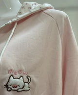 Women's Cat & Floral Print Zip-Up Hoodie