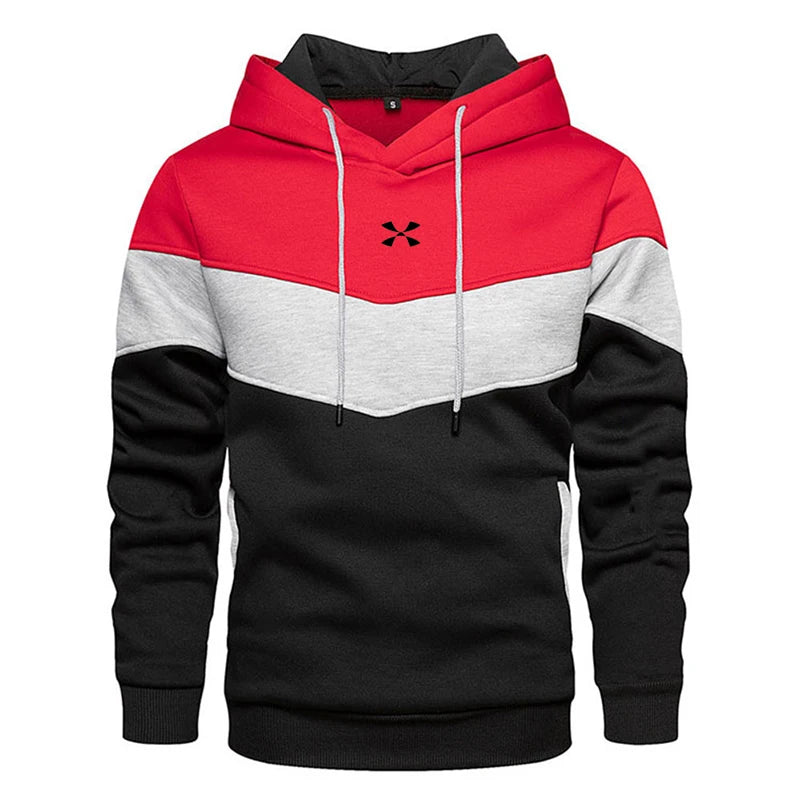Men’s Patchwork Fleece Streetwear Hoodie