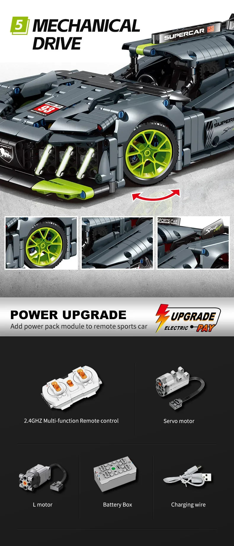 Technical 9X8 Hybrid Hypercar Sports Car Building Blocks Super Racing Vehicle Decor Model Bricks Toy Gifts Birthday Gifts Toy