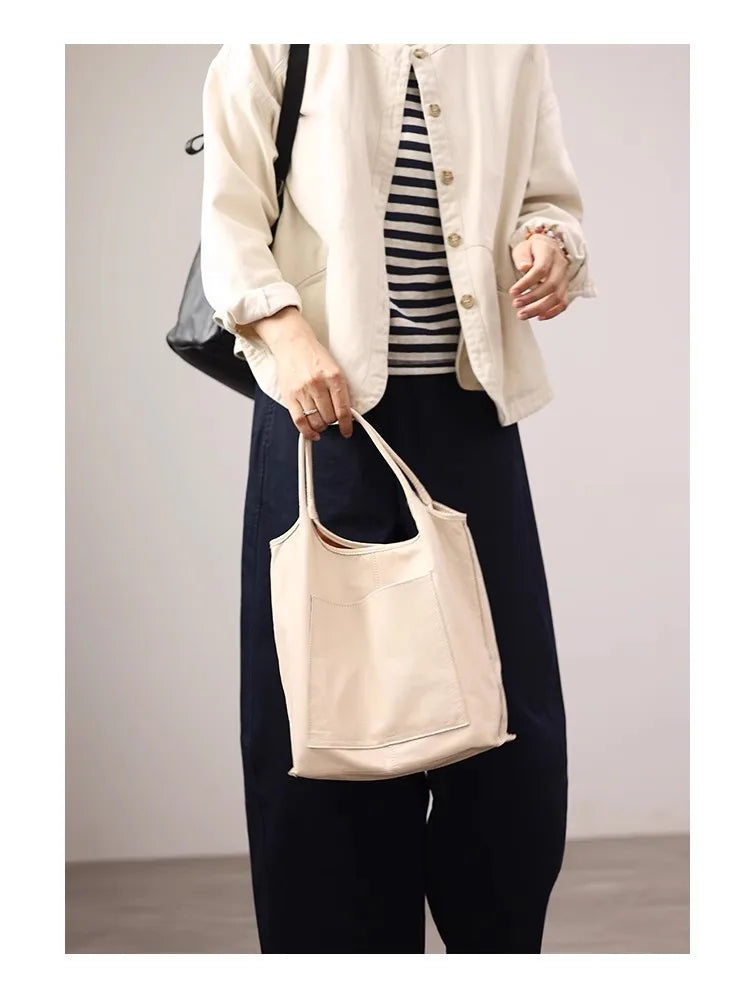 Women Genuine Leather Tote Luxury Light Weight And Comfortable To Use Handbag Colorful Soft Shopping Bags
