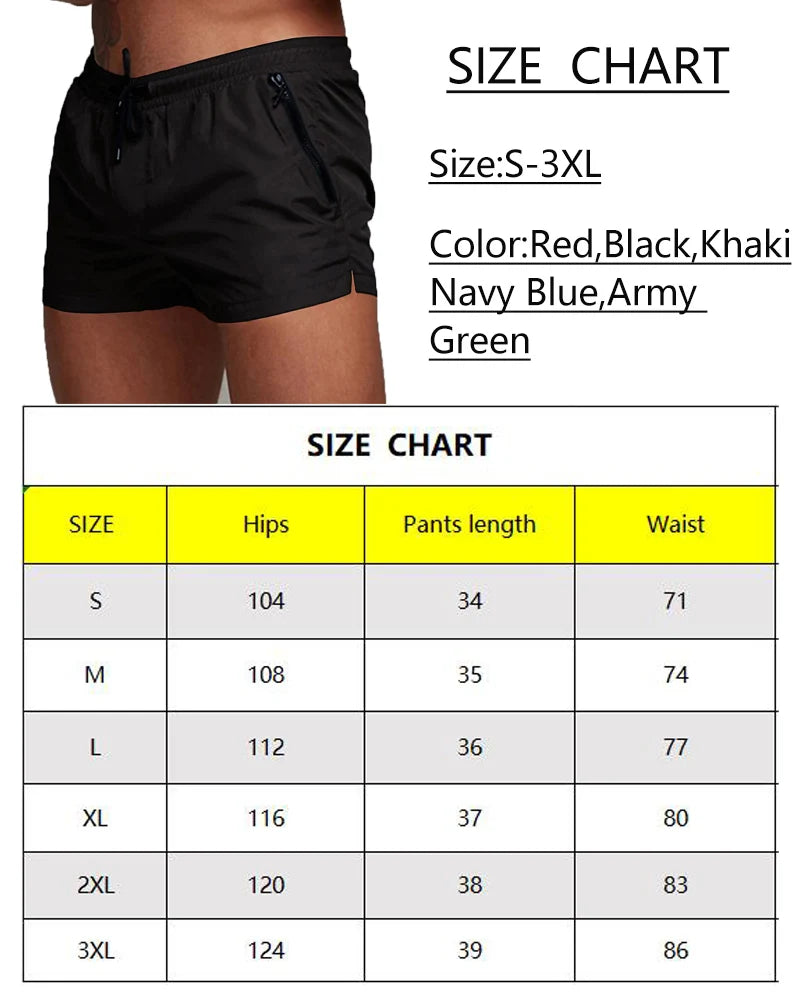 Men's Quick-Dry Athletic Gym Shorts with Zipper Pockets