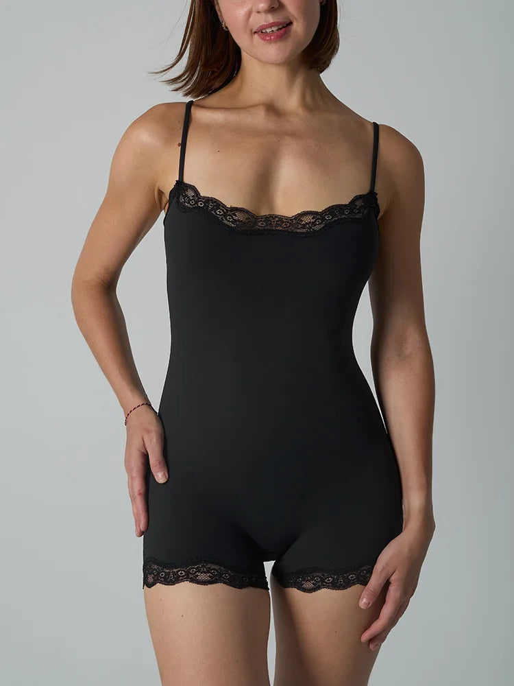 Lace Patchwork Fitness Bodysuit
