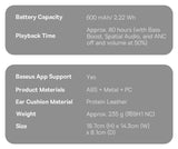 Baseus Bass EH10 NC Wireless Headphones Bluetooth 6.0 Noise Canceling 45dB Over Ear HeadsetSpatial Audio Earphone 80H Time