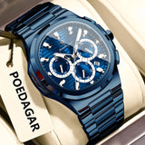 POEDAGAR 834 Men's Luxury Chronograph Watch | Stainless Steel