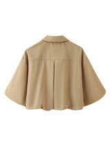 Women's Autumn New Short Zipper Jacket Short Sleeved Top High Waisted Pleated Lantern Flower Bud Half Skirt Set