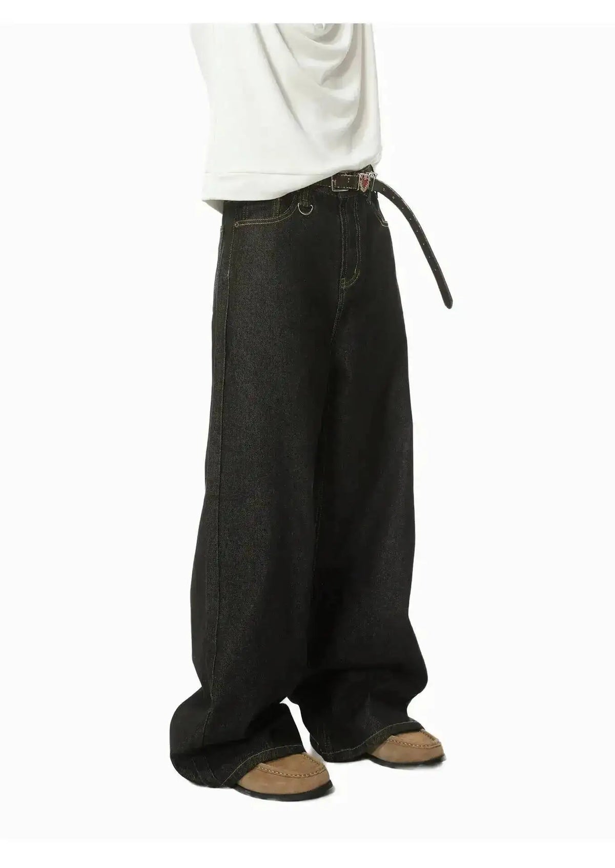 IEFB Men's Straight Denim Pants New Cleanfit Solid Color Korean Version Wide Leg Versatile Casual Jeans Trend New Autumn  9C1519
