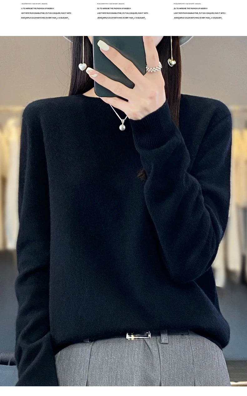 Women's Merino Wool Crew Neck Sweater
