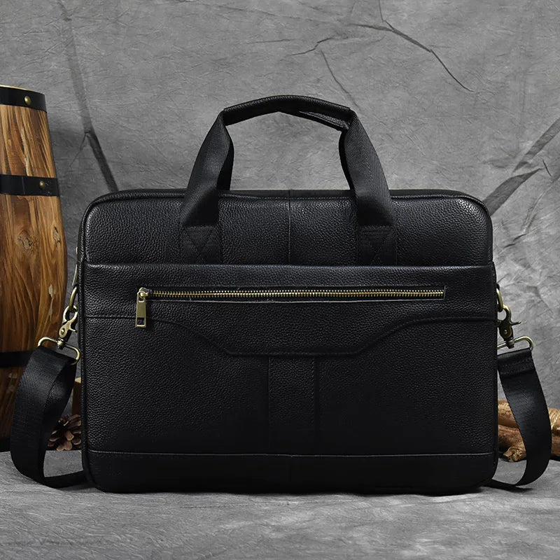 Genuine Leather Briefcase Bag for 15.6 inch laptop computer bag cowskin handbag for men male leather crossbody shoulder bag