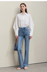 Amii Flared Jeans Autumn 2026 New Commuter Style Casual Versatile Women's Pants Solid Color Denim Trousers For Women 12621032
