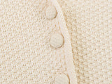 Summer minimalist style V-neck slim fit structured knit short sleeved knitted jacket with suspender short top and half skirt