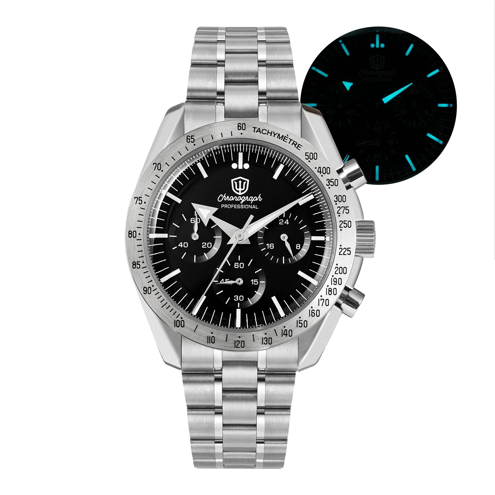 Watchdives WD1863 39mmMen's Watch VK63 Quartz Timing Movement Bubble Sapphire Crystal Night Light Retro Watch 10Bar Waterproof