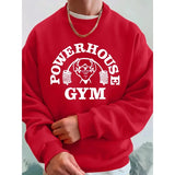 Powerhouse Gym Letter Printing Men Sweatshirts Winter Fleece Warm Hoodie Korean Loose Crewneck Pullovers Hip Hop Male Clothes