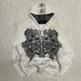 Y2K Gothic Oversized Zip-Up Hoodie