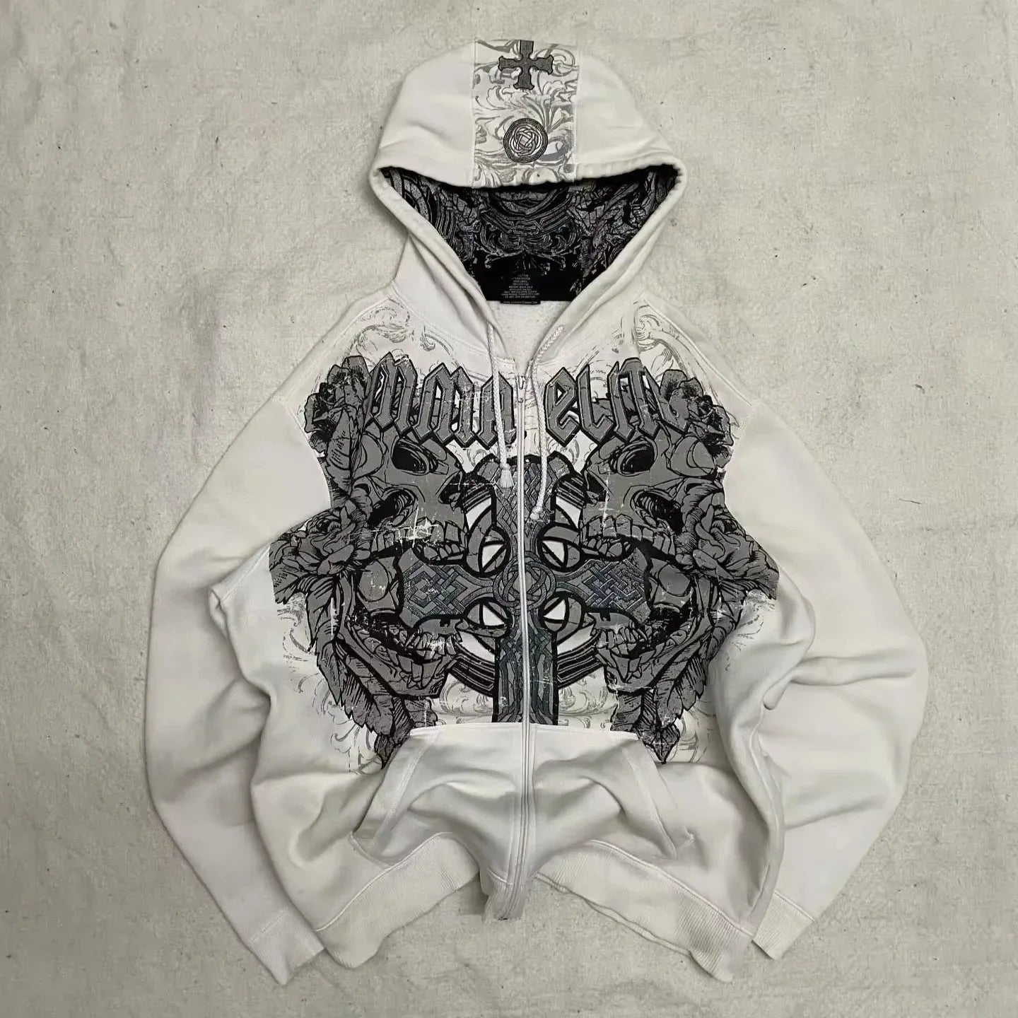 Y2K Gothic Oversized Zip-Up Hoodie