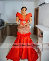 Mermaid Evening Gown | Crystals, Feathers & Beading