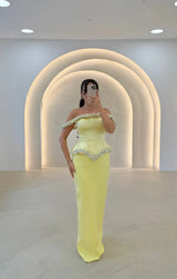 Blue Mermaid Off-Shoulder Evening Gown with Pearl Beading