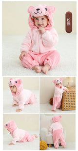 Animal Theme Flannel Baby Romper