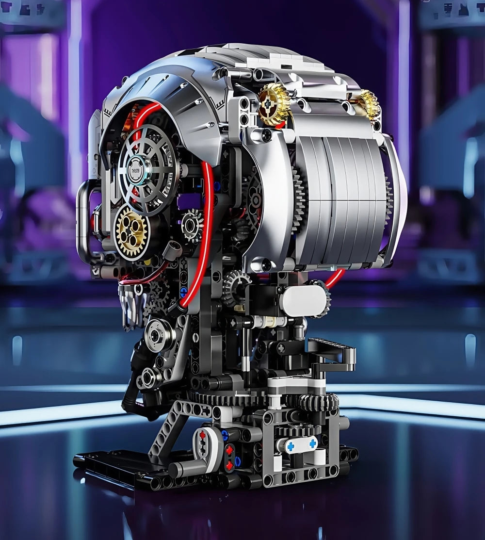 NEW 1099pcs Technical Skull Robot Building Blocks , Gear Linkage ,  Power Motor ,  Desktop Decor Collectible Gift
