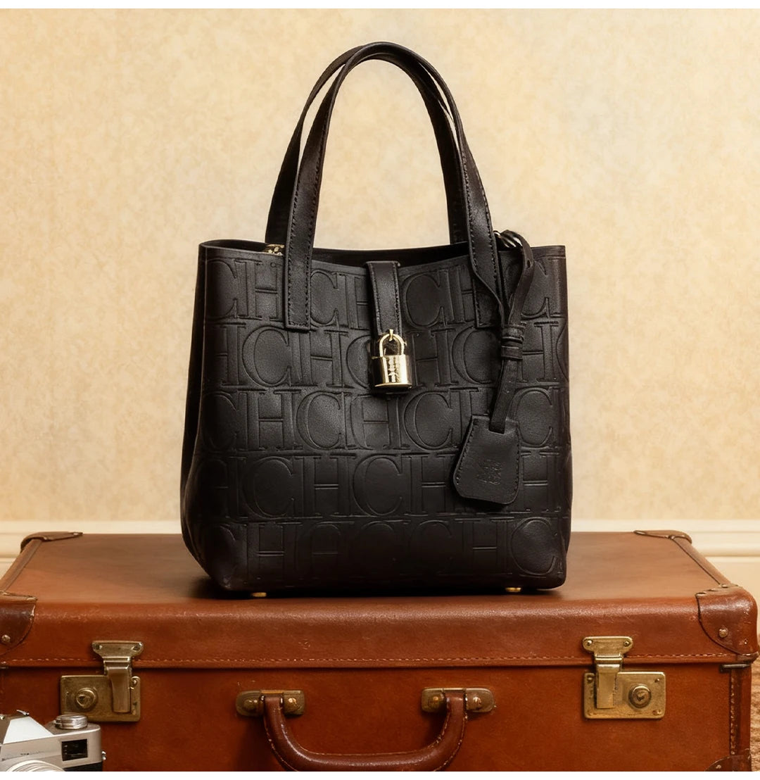 Embossed Letter Print Crossbody & Large Capacity Tote