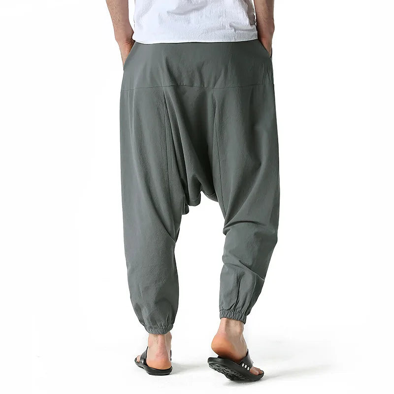 Men's Cotton Linen Loose-Fit Harem Pants