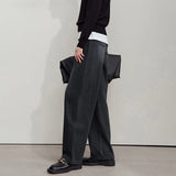 Amii casual Women's jeans 2025 Autumn new minimalist retro Women pants versatile loose cotton wide-leg trousers ladies 12553096