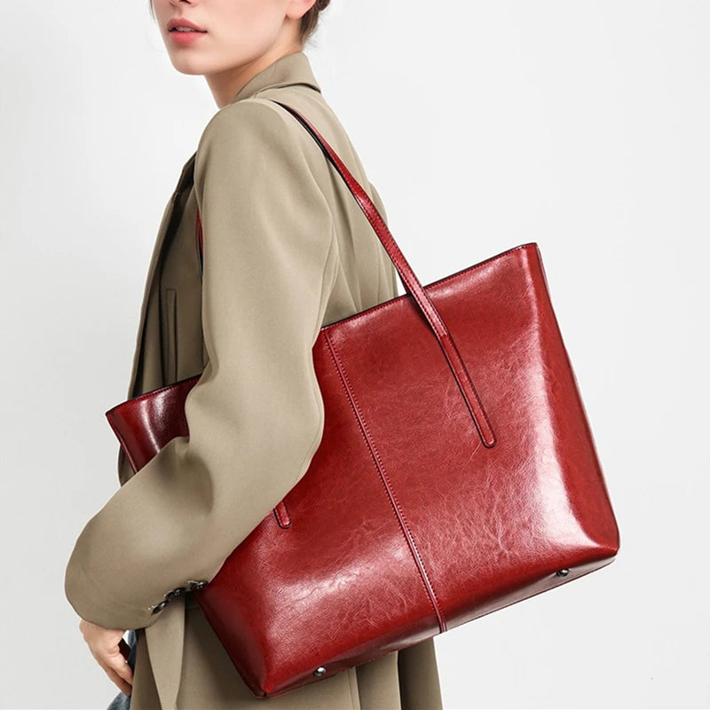 Burminsa Vintage Genuine Leather Tote Bag for Women