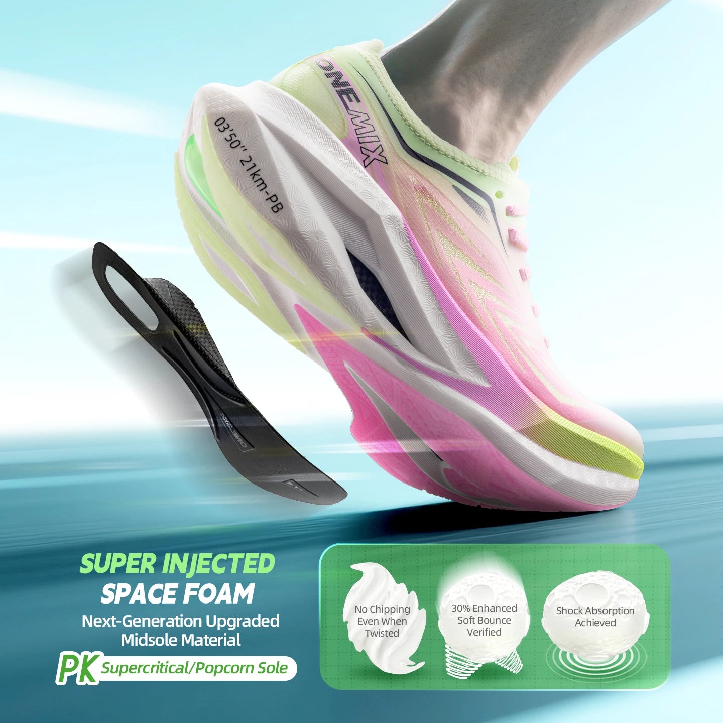 ONEMIX Professional Marathon Racing Running Shoes Men Full-length Carbon Plate Sports Sneakers Shock Absorbent Training Shoes