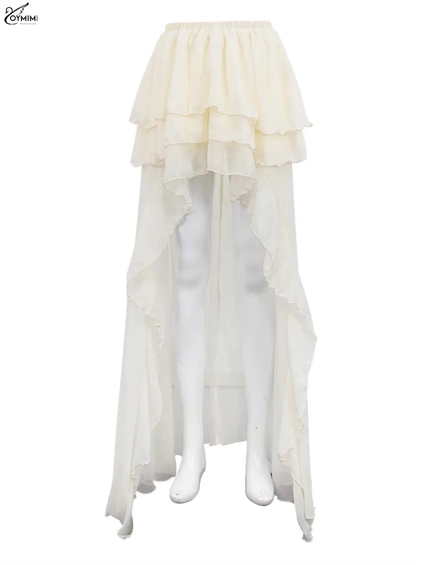 O.Y.MIMI Apricot Pleated Maxi Skirt – Elegant Floor-Length