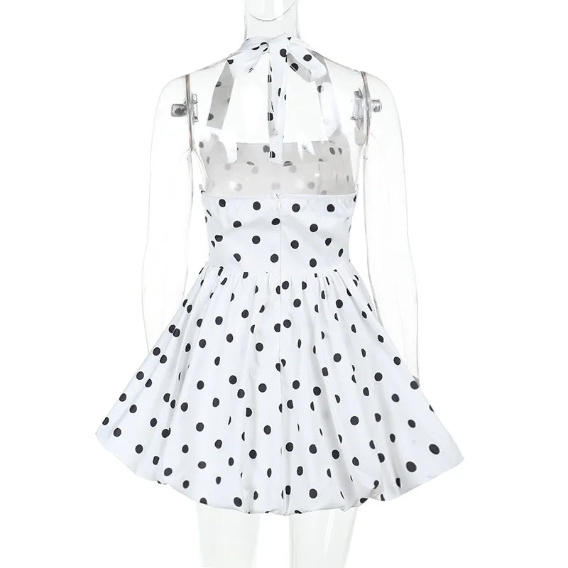 Polka Dot Halter Mini Dress