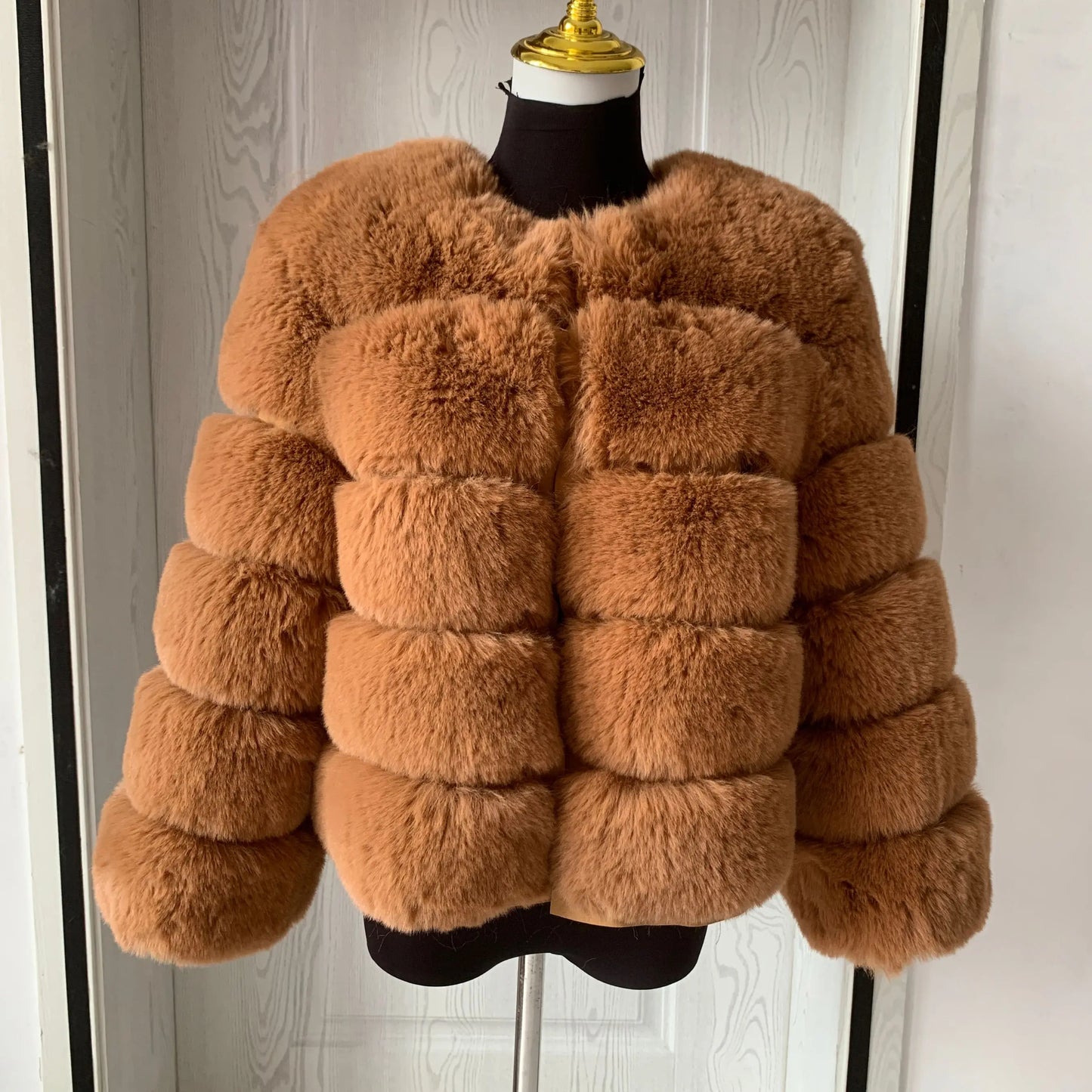 Elegant Winter Faux Fox Fur Crop Jacket