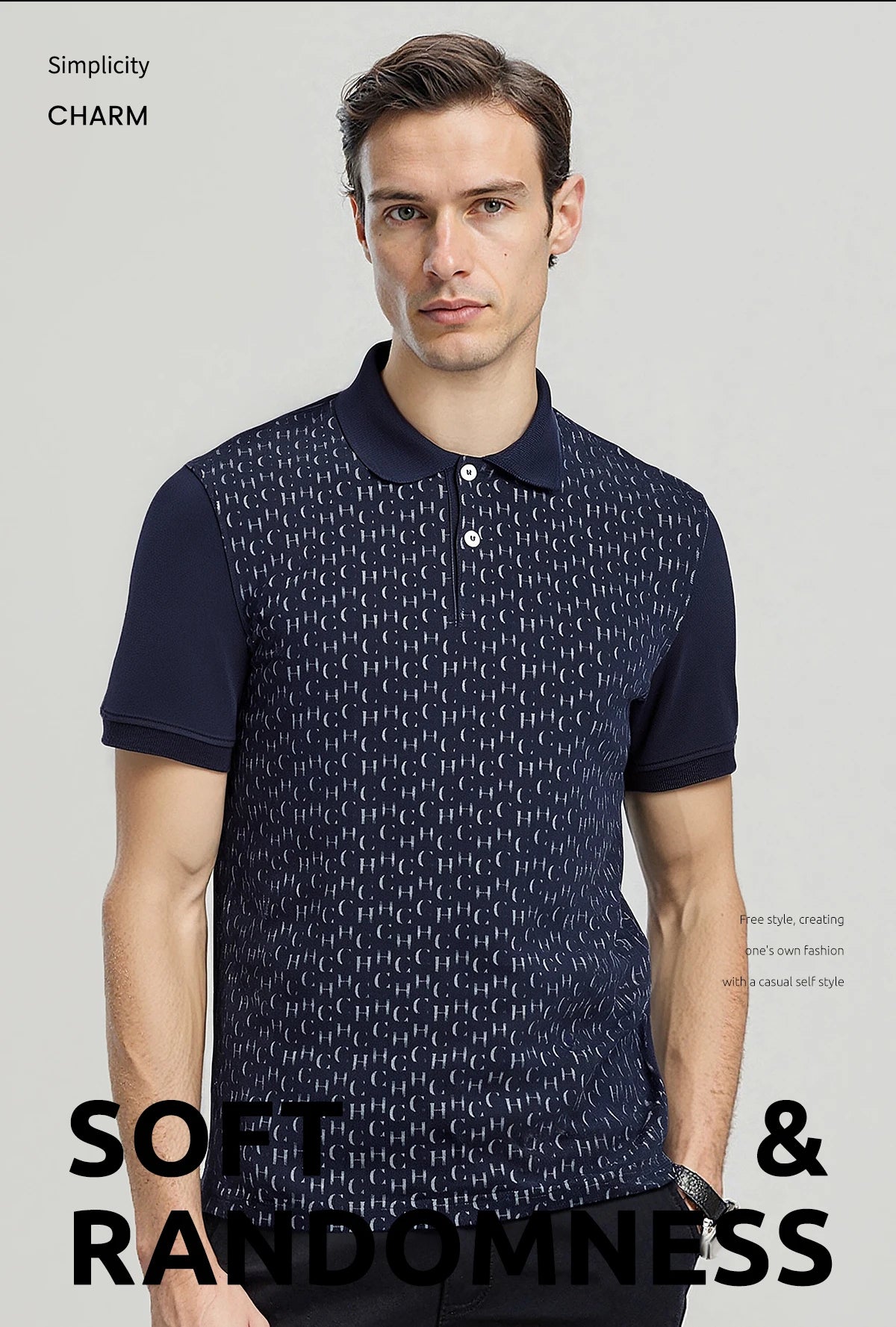 Men's Cotton Polo Shirt – Short Sleeve Patchwork Tee