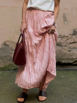 Women's Pleated Maxi Skirt – Elegant A-Line Beach Style