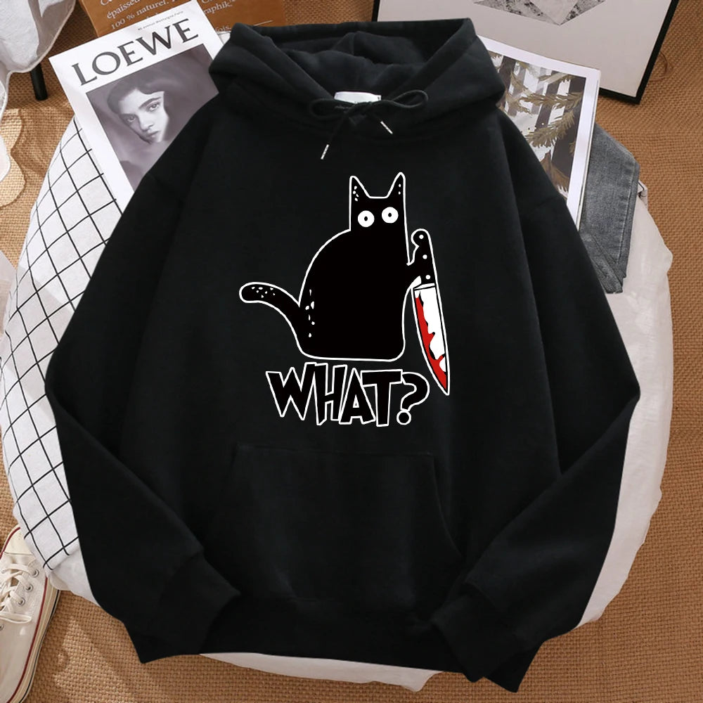 Little Black Cat Graphic Hoodie