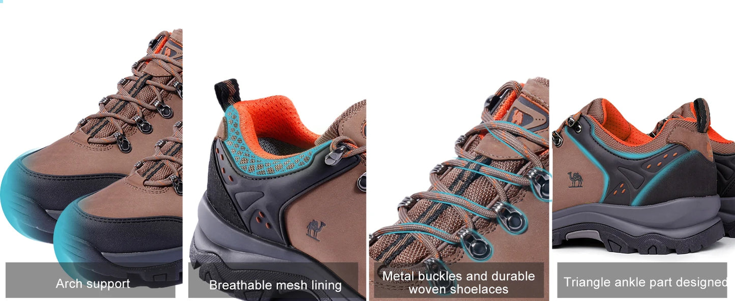 GOLDEN CAMEL Hiking Shoes for Men Waterproof Outdoor Low-top Hiking Boots Leather Men's Trekking Shoes Walking Male Sneakers New
