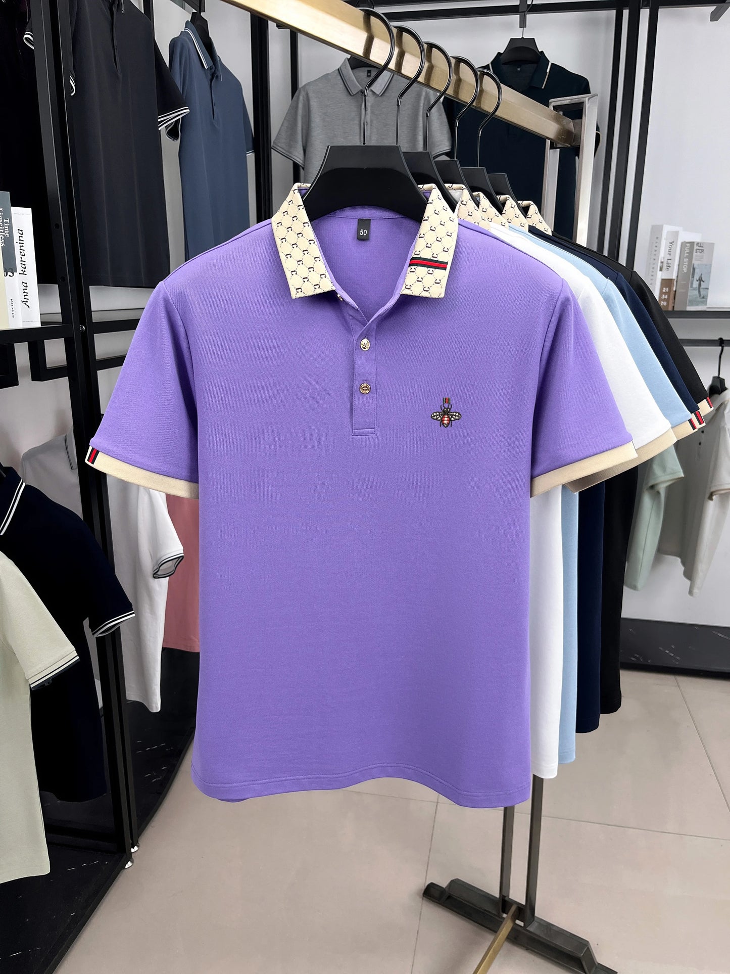 Men's Embroidered Jacquard Polo Shirt – Summer Style