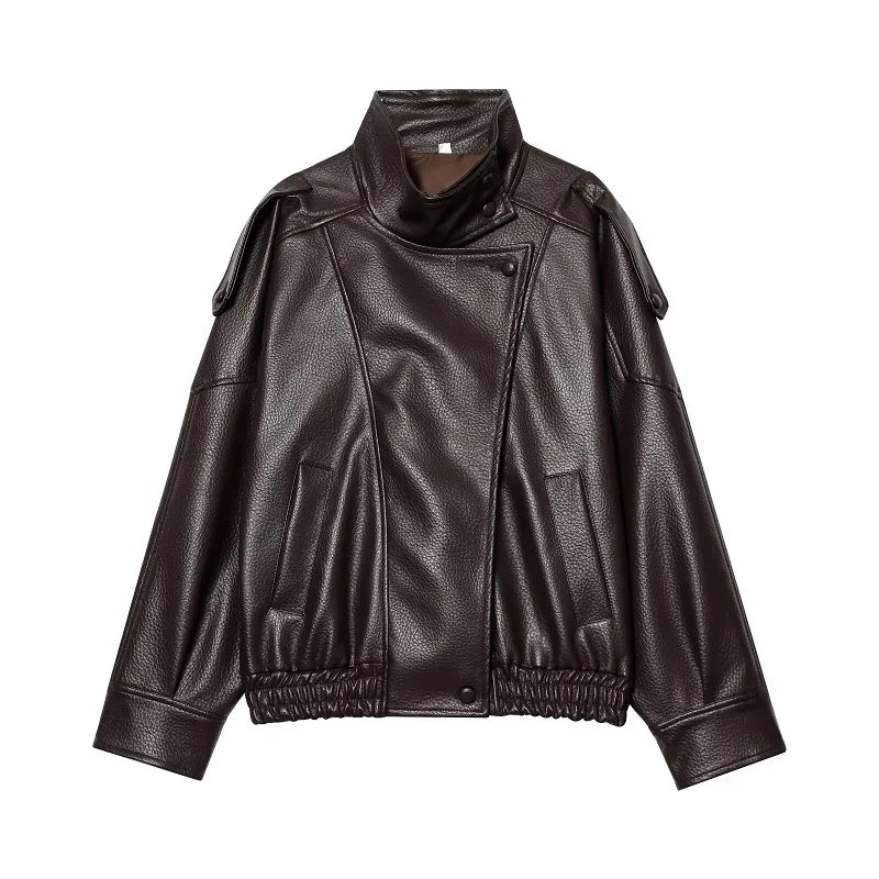 MUJER Faux Leather Windbreaker Jackets for Women Fashion Jacket Woman Warm Winter Women's Coat Outerwears Overcoat Female