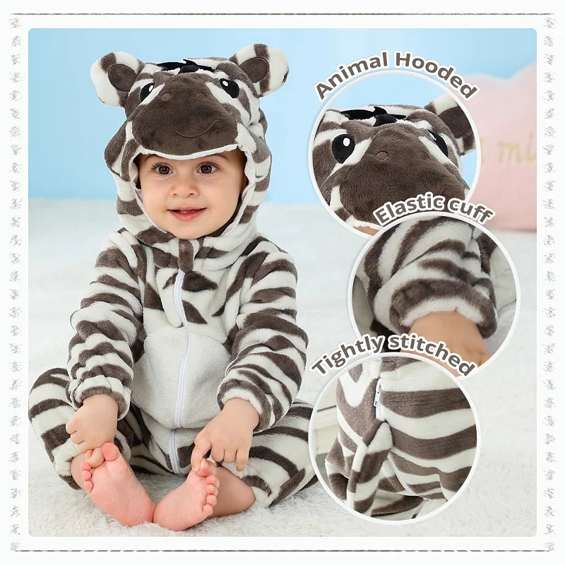 Plush Hooded Baby Winter Romper