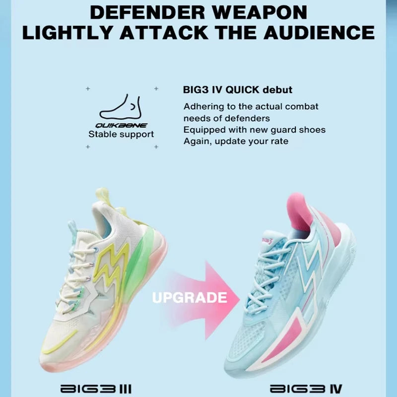 361 Degrees BIG3 4.0 Quick Unisex Basketball Sports Shoes Comfort Wear-Resistant Anti-Slip Mesh Breathable Sneakers 672321105