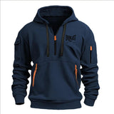 Men’s Printed Fleece Hoodie with Zipper Details
