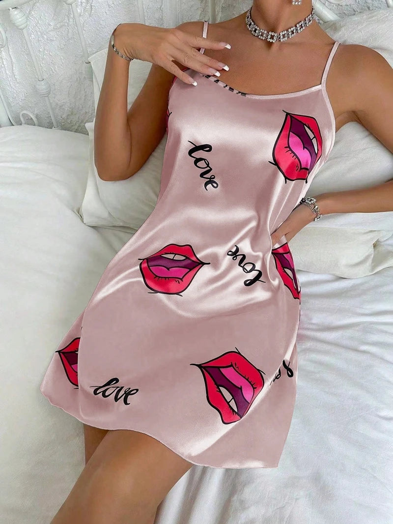 Elegant Floral Satin Nightdress