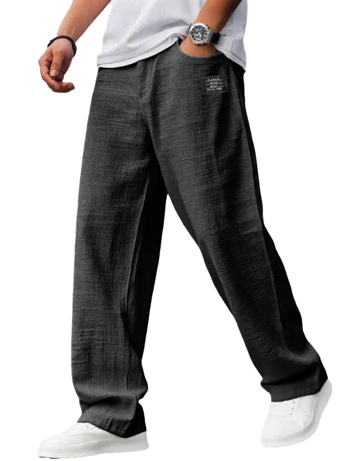 Men's Loose Fit Cotton Straight-Leg Pants