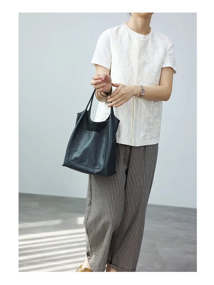Women Genuine Leather Tote Luxury Light Weight And Comfortable To Use Handbag Colorful Soft Shopping Bags