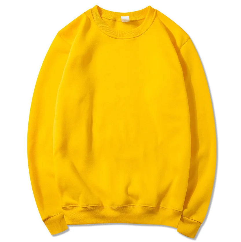 Korean Fashion Men's Round Neck Sweatshirts Autumn Long Sleeves Vacation Pullovers Tops Casual Popular Man Solid Sweat Shirts